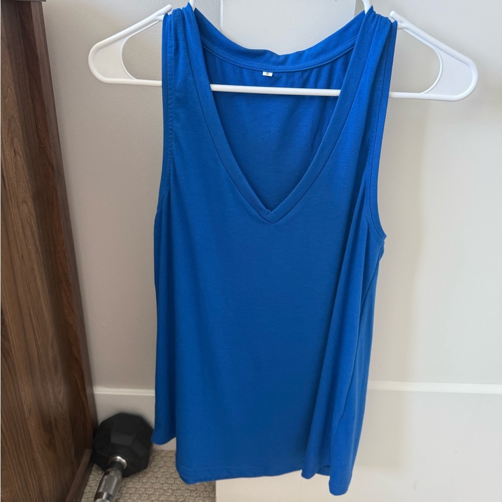 Blue Tank Top with V-Neckline